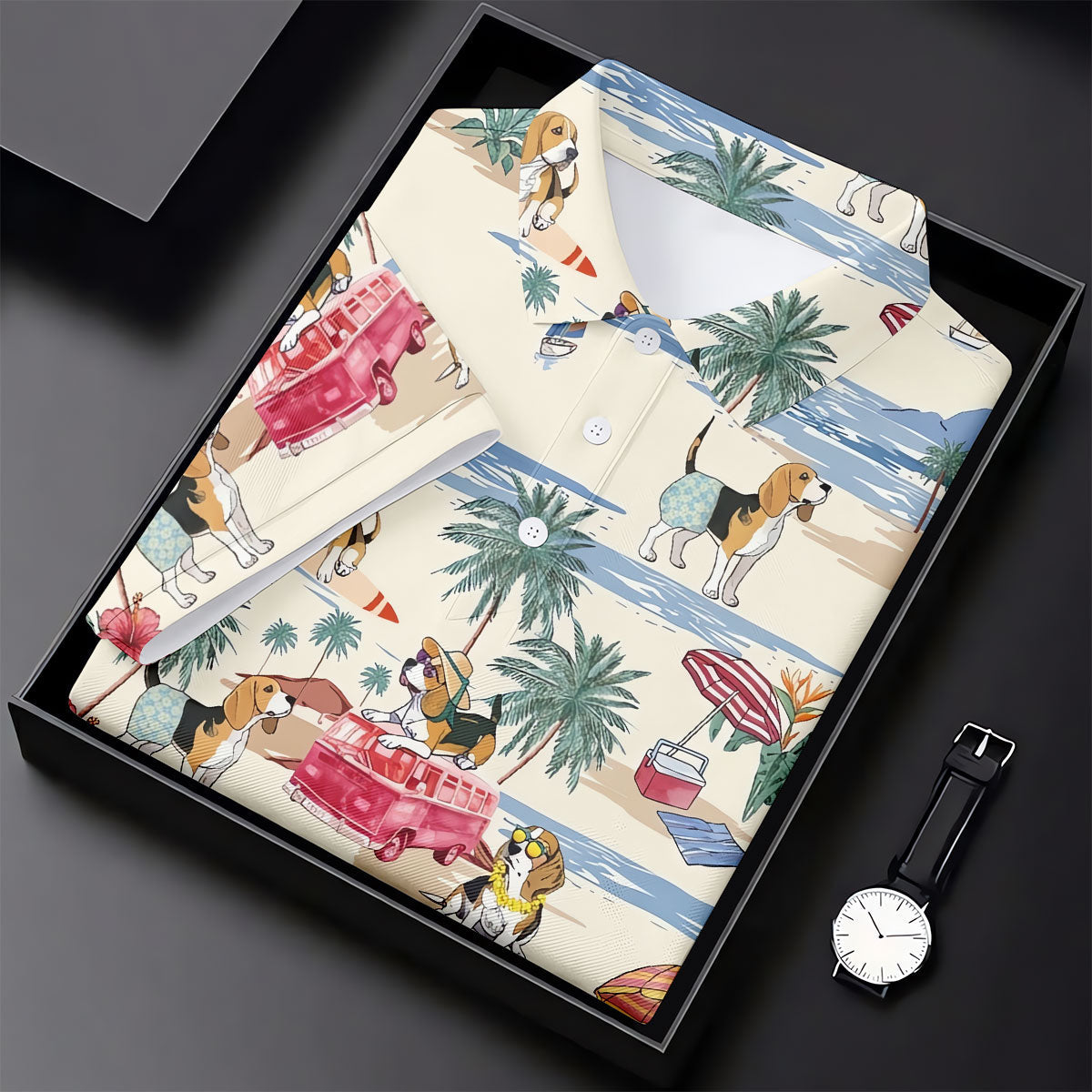 Cute Beagle Beach Vacation Tropical Golf Polo Shirt, Hawaiian Golf Shirt, Golf Shirts For Men