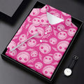 Pink Stitched Skull Halloween Golf Polo Shirt, Golf Shirts For Men, Mens Golf Apparel