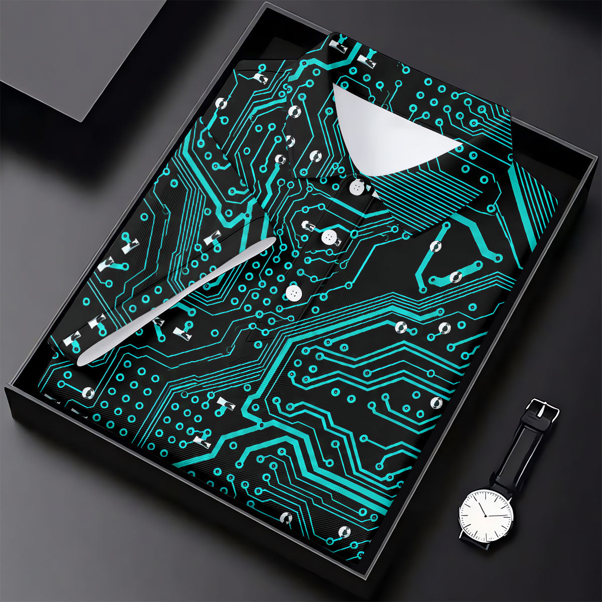 Circuit Board Pattern Hawaiian Golf Shirt, Men's Golf Shirt, Polo Shirts For Men
