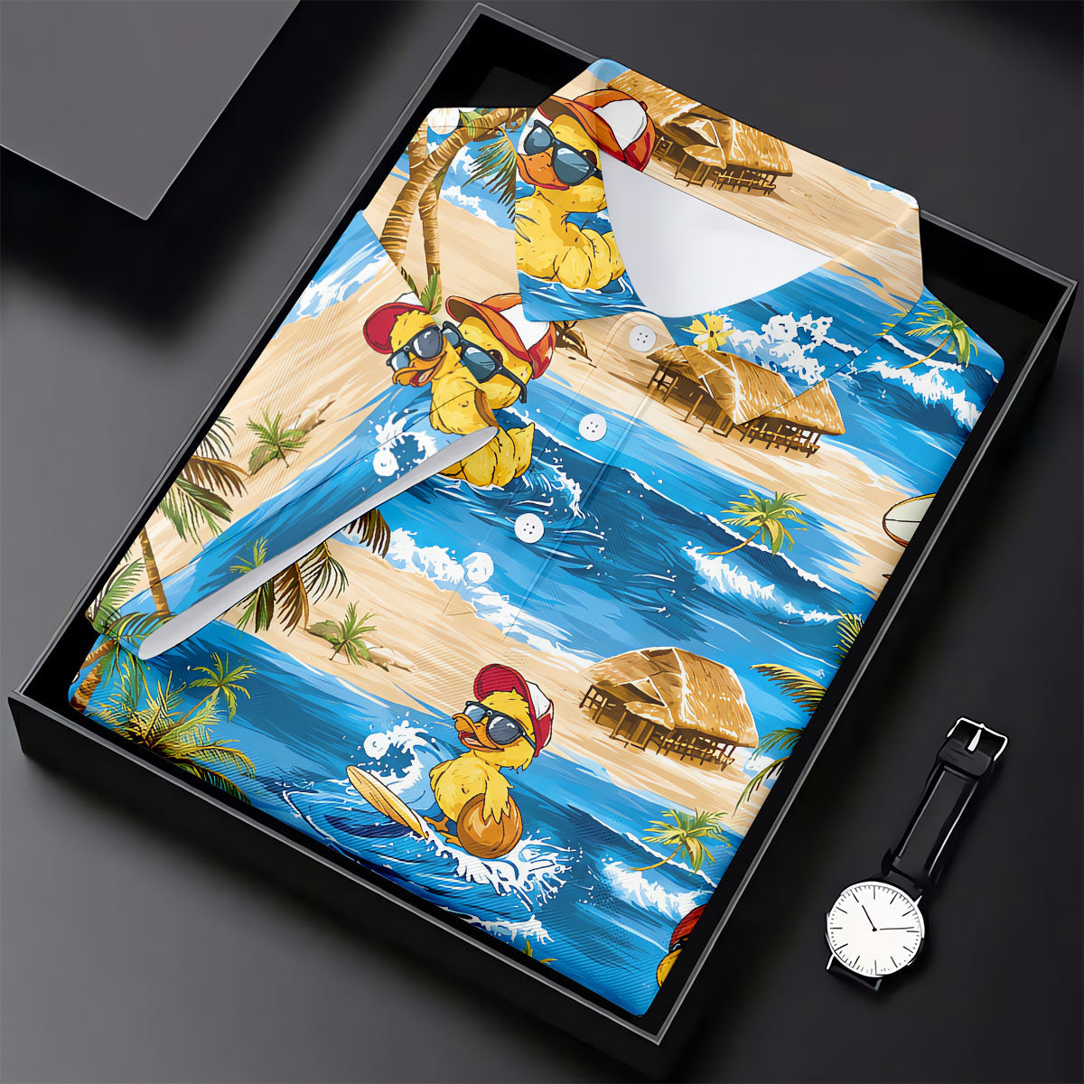 Funny Duck Hawaiian Golf Shirt, Summer Ocean Men's Golf Shirt, Polo Shirts For Men