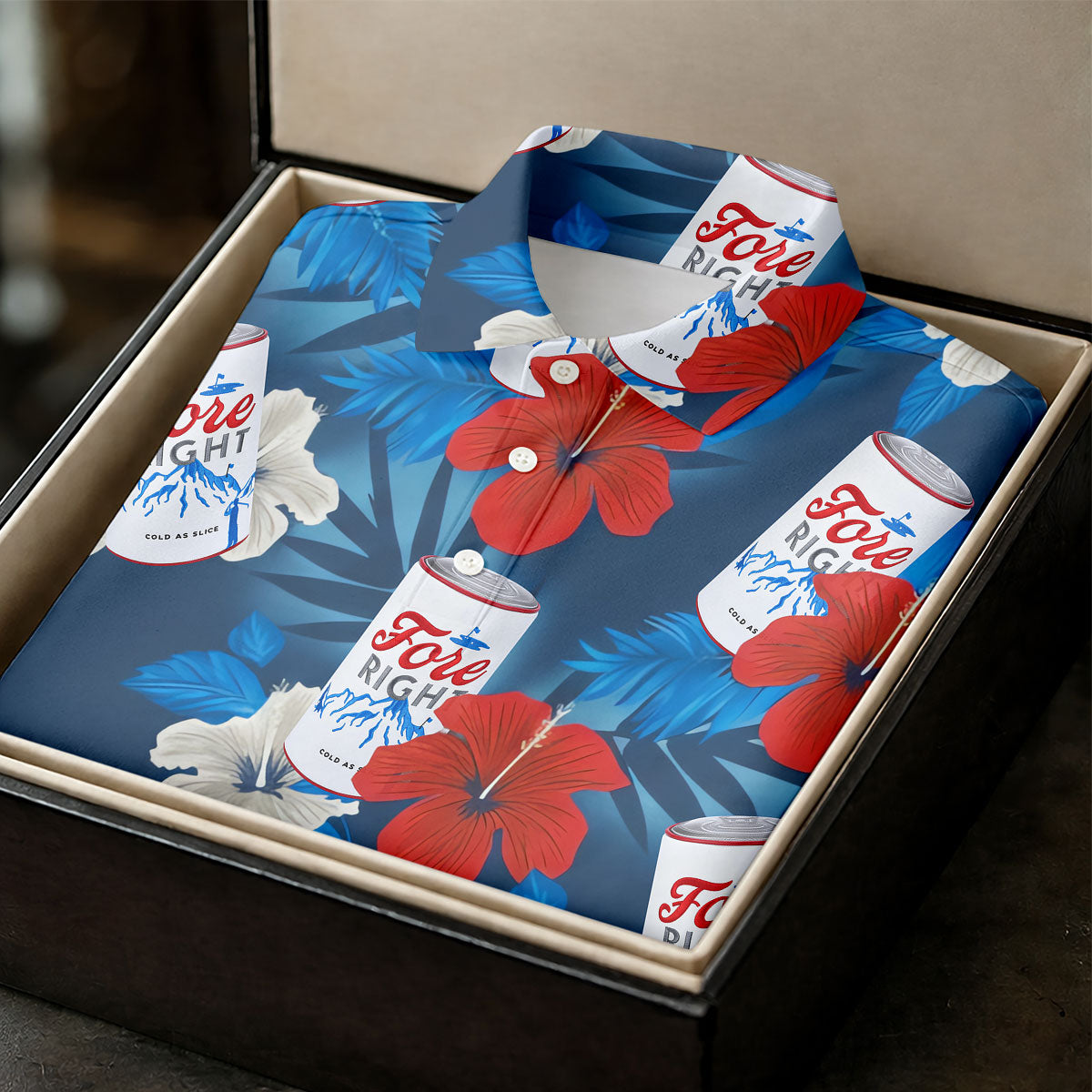 Fore Right Cold As Slice Golf And Beer Tropical Floral Golf Tops For Men, Golf Shirts For Men