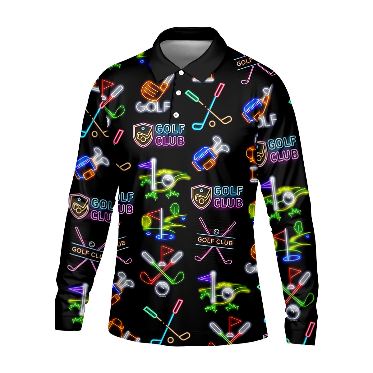 Neon Golf Clubs Men's Golf Polo Shirt, Funny Golf Shirt, Dad Golf Gift, Christmas Golf Gift