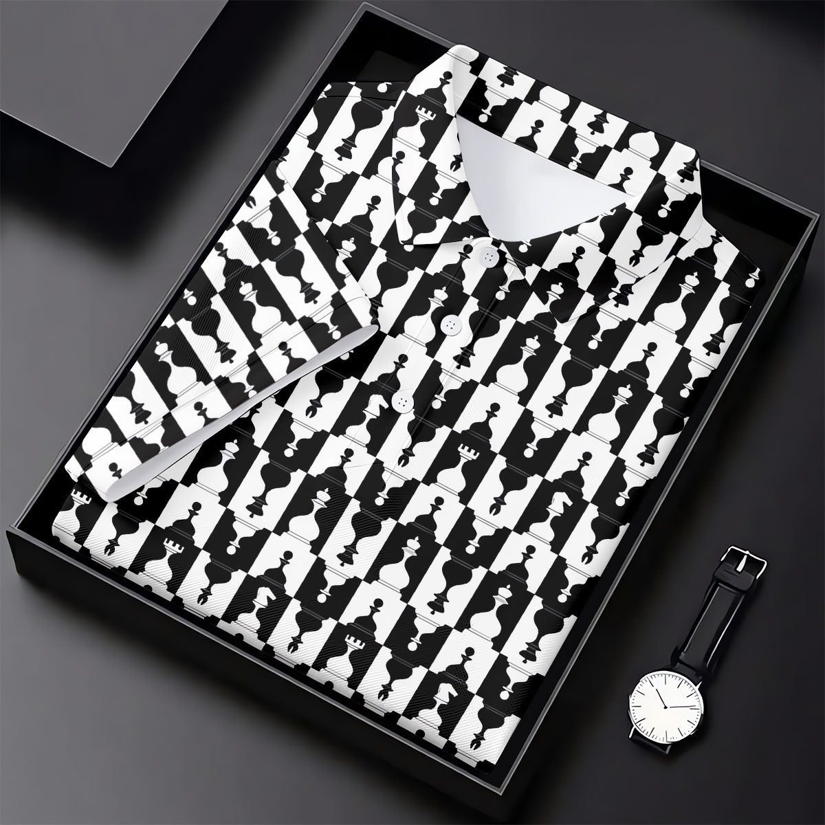 Chess Board Pattern Hawaiian Golf Shirt, Chess Lover Gift Women's Golf Tops, Ladies Golf Shirts