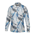 Blue Feather Golf Polo Shirt, Mens Golf Gift, Mens Tropical Shirts