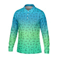 Stick Figure Couple Ombre Fun Men's Golf Polos, Unique Gift For Golfer, Golf Accessories For Men