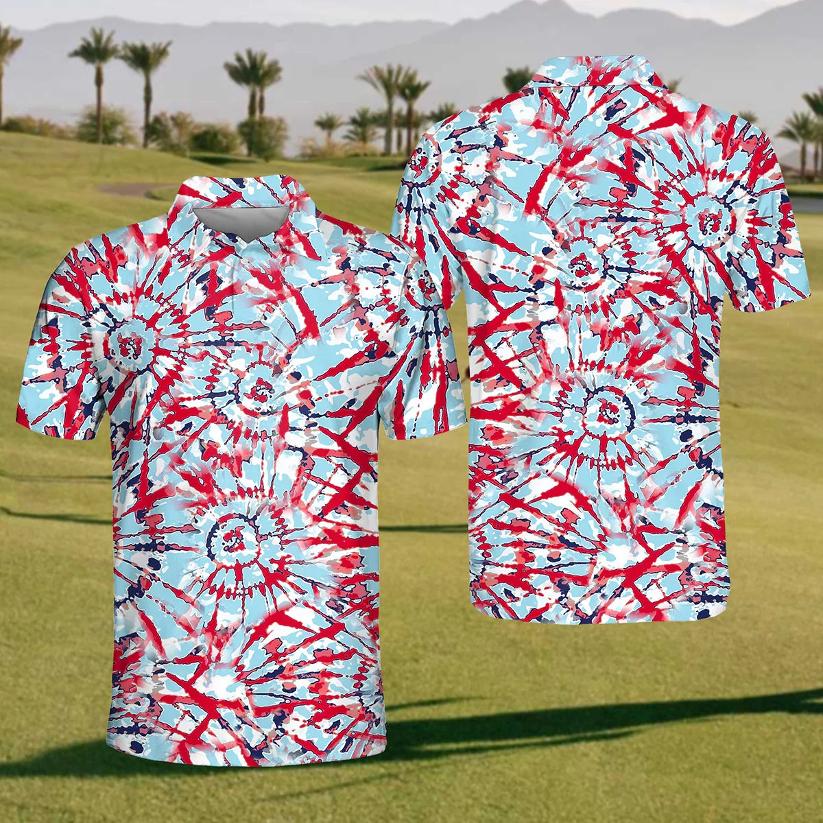 Tie Die Men's Golf Polo Shirt, Funny Golf Shirt, Dad Golf Gift
