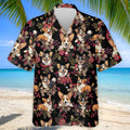 Cute Corgi Floral Hawaiian Pattern Polo Shirt, Mens Golf Polo, Funny Golf Shirt