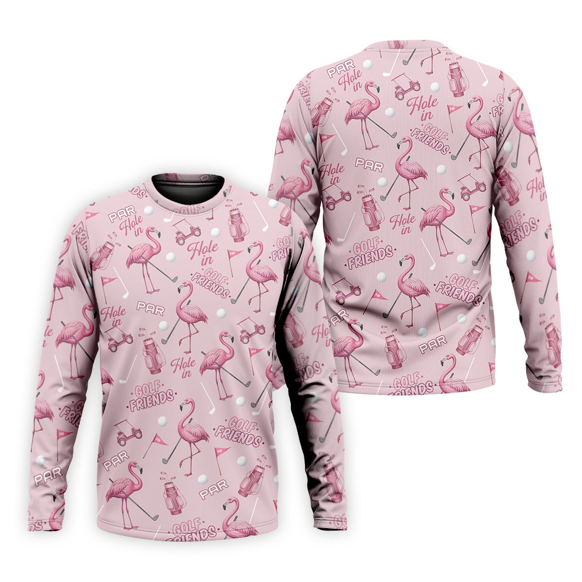 Pink Flamingo Customized Golf Polos, Fun Men's Golf Polos, Hawaiian Golf Shirts, Golfing Apparel