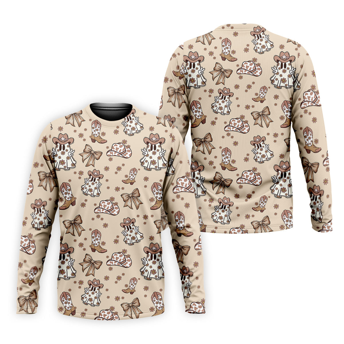Coquette Halloween Cowboy Ghost Fun Golf Shirts For Men, Polo Shirts For Men, Golfing Apparel