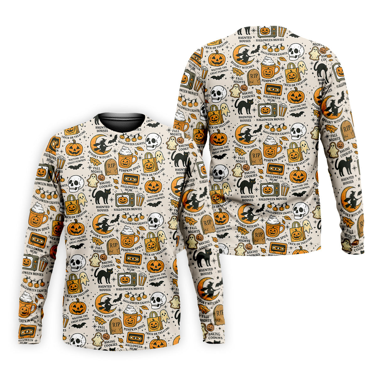 Spooky Witches, Spooky Cat, Cute Halloween T-Shirts, Mens Golf Polo Shirts, Golfing Apparel