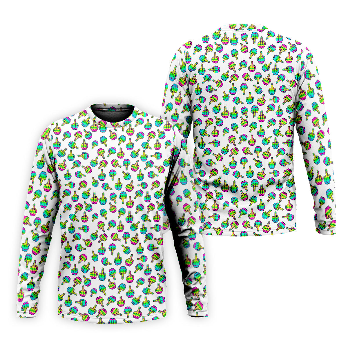 Neon Middle Finger Men Fun Golf Shirts, White Golf Polo, Cool Golf Gifts, Golfing Apparel
