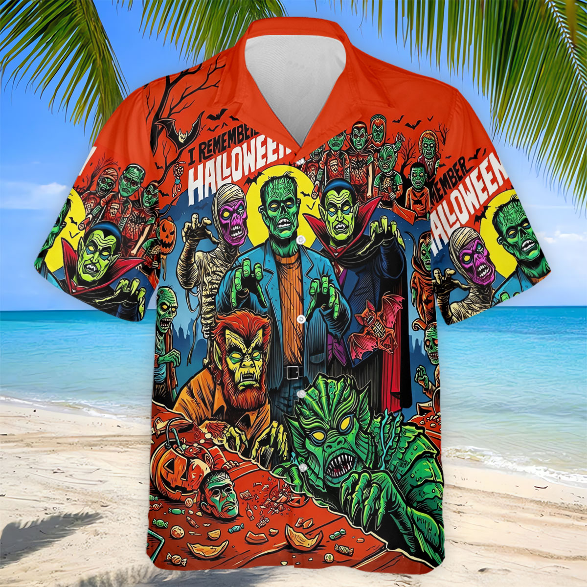 I Remember Halloween Classic Monster Golf Polo Shirt, Men's Golf Shirts, Hawaiian Golf Shirt