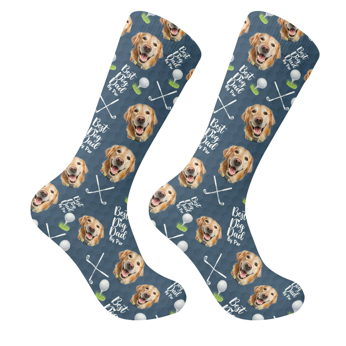 Best Dog Dad By Par Socks, Socks With Dog Face, Custom Pet Socks, Funny Crew Socks, Christmas Golf Gift