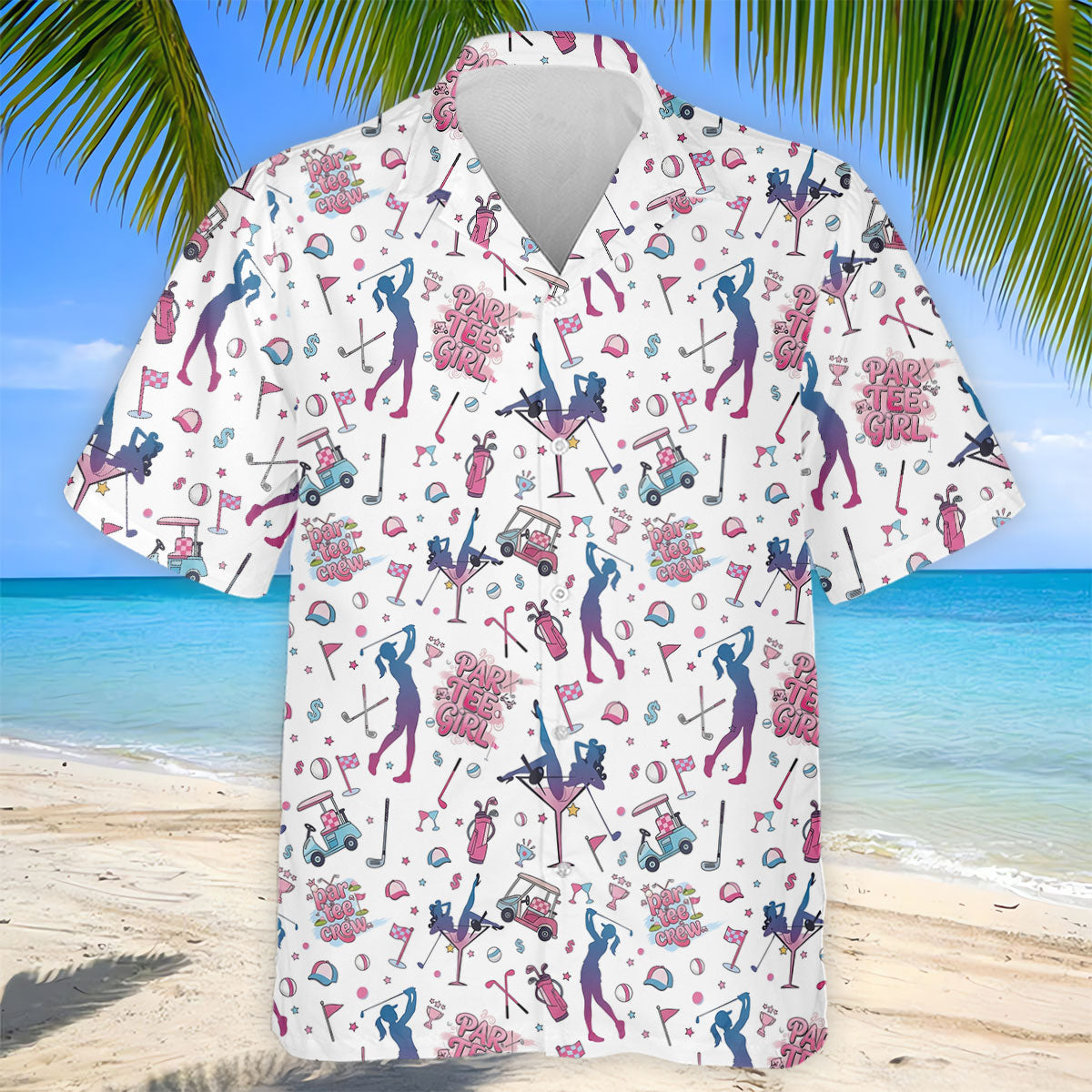 Funny Par Tee Girl Golfer Pattern Golf Polo Shirt, Polo Shirts For Men, Mens Golf Apparel