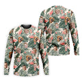 Tropical Floral Pattern Custom Hawaiian Shirts With Face, Men Polo Shirt, Long Sleeve Golf Shirts