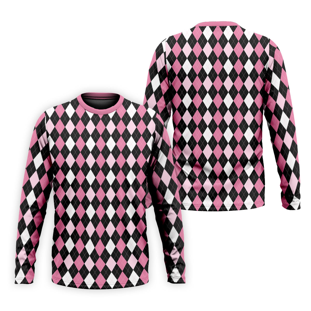Black Pink Argyle Men's Golf Polo Shirt, Golf Gift For Men, Golfing Apparel, Matching Golf Shirt