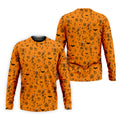 Skeleton Orange Golf Shirt, Halloween Golf Shirt, Fun Golf Polos, Men's Long Seeve Golf Shirts, Golf Gifts For Men