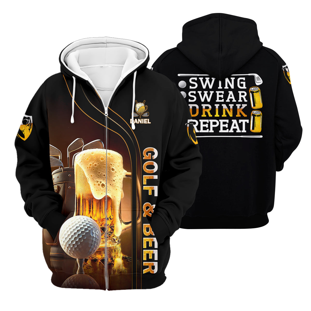Swing Swear Drink Repeat Funny Golf Polo Shirt, Mens Golf Gift, Golf Lover Gift