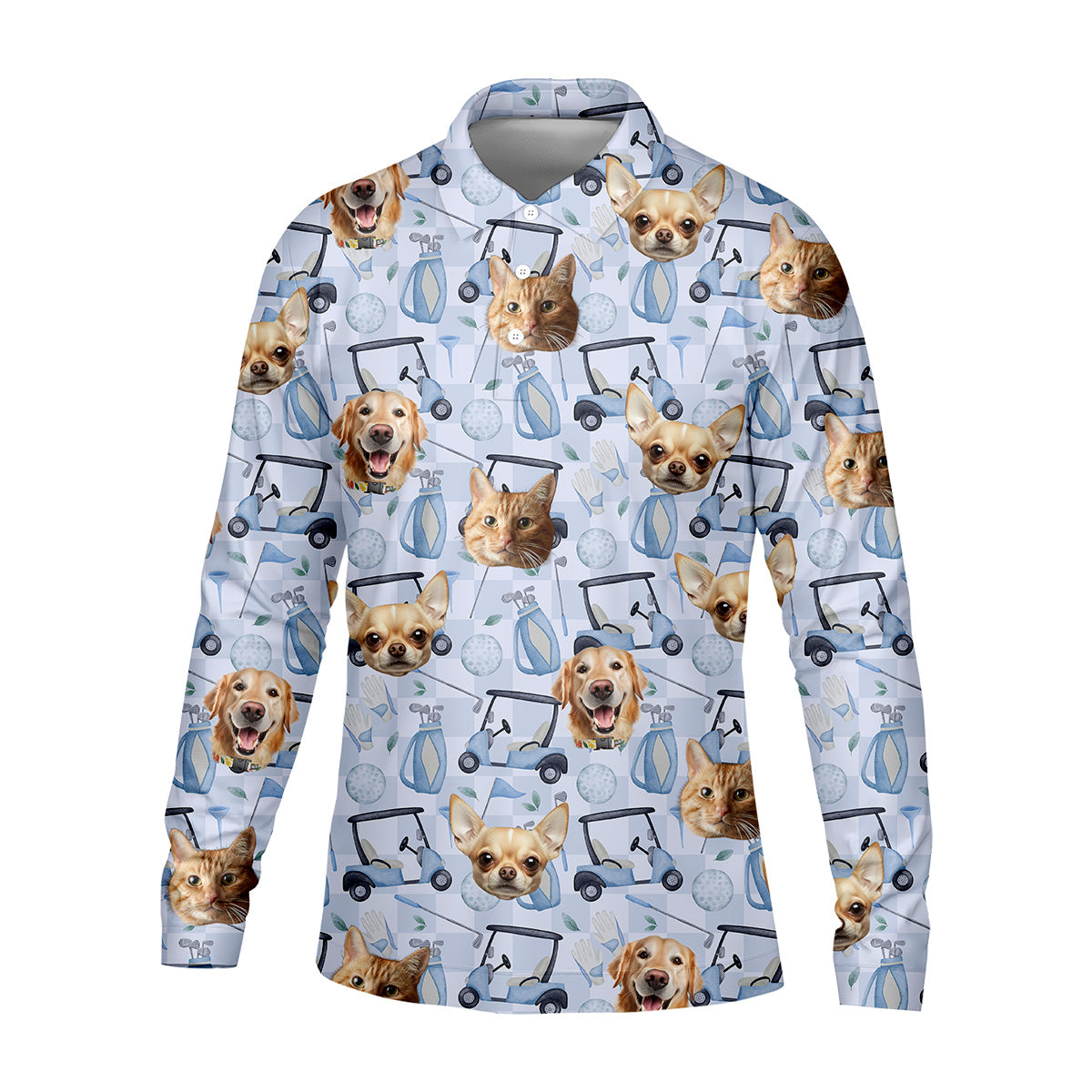 Custom Face Pet Golf Shirt, Custom Shirt Dog Face, Funny Golf Polo Shirt, Dad Golf Gift
