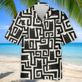 Minimalist Black Cat Maze Pattern Golf Polo Shirt, Men's Golf Shirt, Printed Golf Shirts