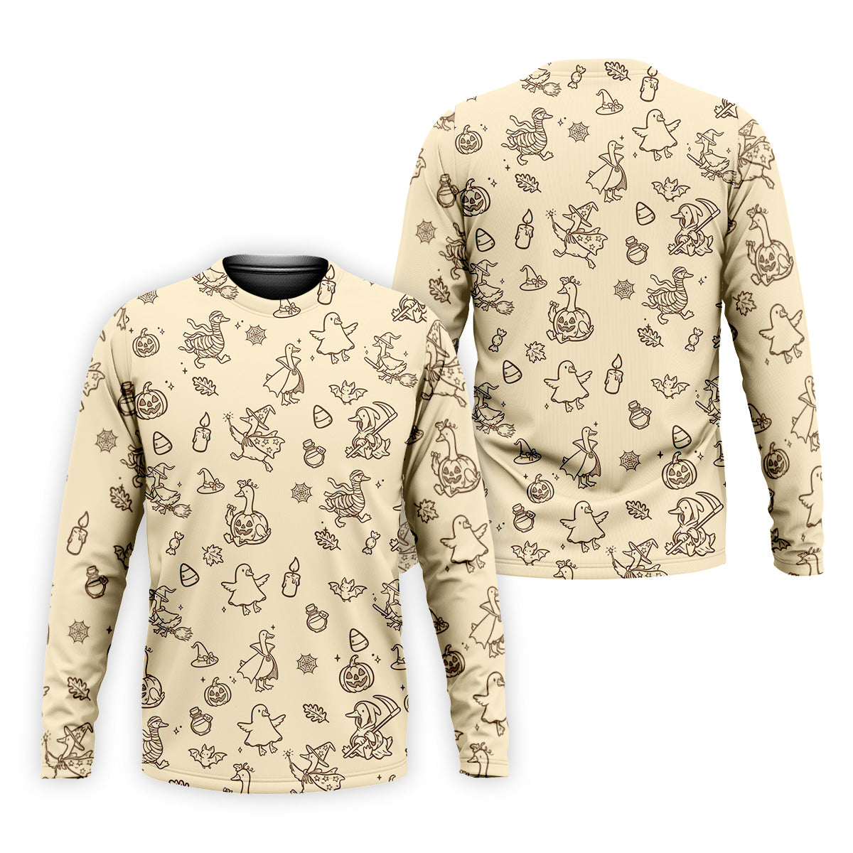 Goose Halloween, Doodle Pattern, Beige Golf Shirt, Mens Funny Golf Shirts, Long Sleeve Golf Shirts, Men Golf Polo