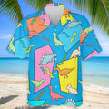 Retro Colorful Dinosaur Pattern Golf Shirt, Men's Golf Shirt, Golf Apparel For Men