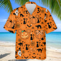Black Cat and Pumpkin Halloween Polo Shirt, Golf Polo Apparel, Mens Golf Outfit