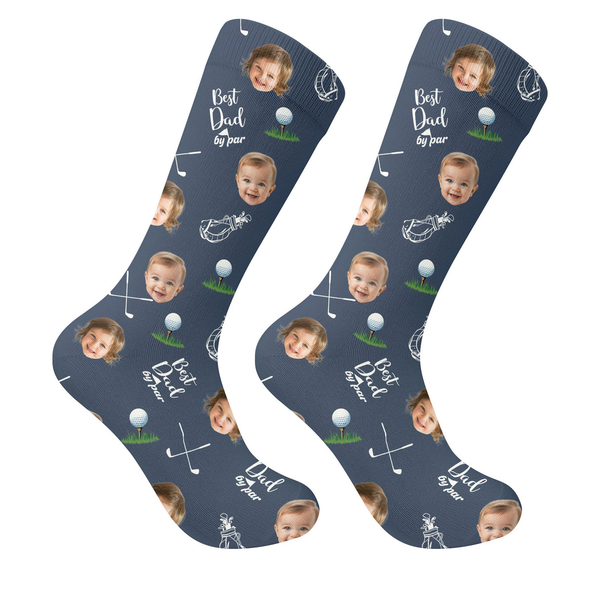 Best Dad By Par Custom Face Kids Photo, Golf Socks, Fun Socks For Men, Christmas Golf Gift