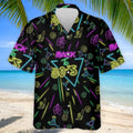 Back To 80's Neon Pattern Hawaiian Golf Shirt, Tropical Vibe Men's Funny Golf Shirts