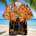 Spooky Black Cat Halloween Golf Polo Shirt, Men's Golf Shirts, Hawaiian Golf Shirt