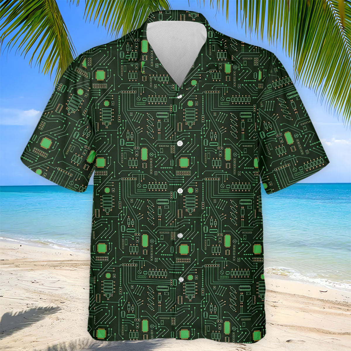 Computer Circuit Board Hawaiian Golf Shirt, Coder Gift Men's Golf Shirt, Polo Shirts For Men