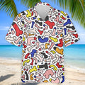 Funny Colorful Adult Doodle Pattern Polo Shirt, Mens Golf Polo, Golf Shirts For Men