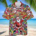 Funny Tropical Santa Christmas Polo Shirt, Mens Golf Polo, Christmas Shirts For Men