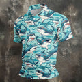 Animated Shark Hawaiian Golf Shirt, Men's Funny Golf Shirts, Golf Shirts For Men