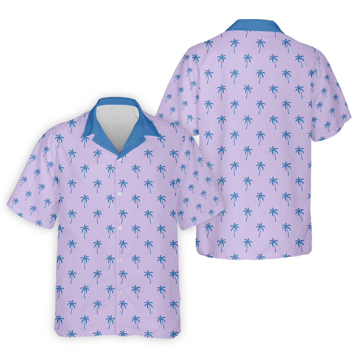 Palm Tree Pattern Hawaiian Polo Golf Shirts, Mens Hawaiian Golf Shirts, Matching Golf Shirts For Couple