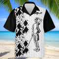 Golf Skeleton Splatter Effect Argyle Pattern Golf Tops For Men, Father's Day Golf Gift