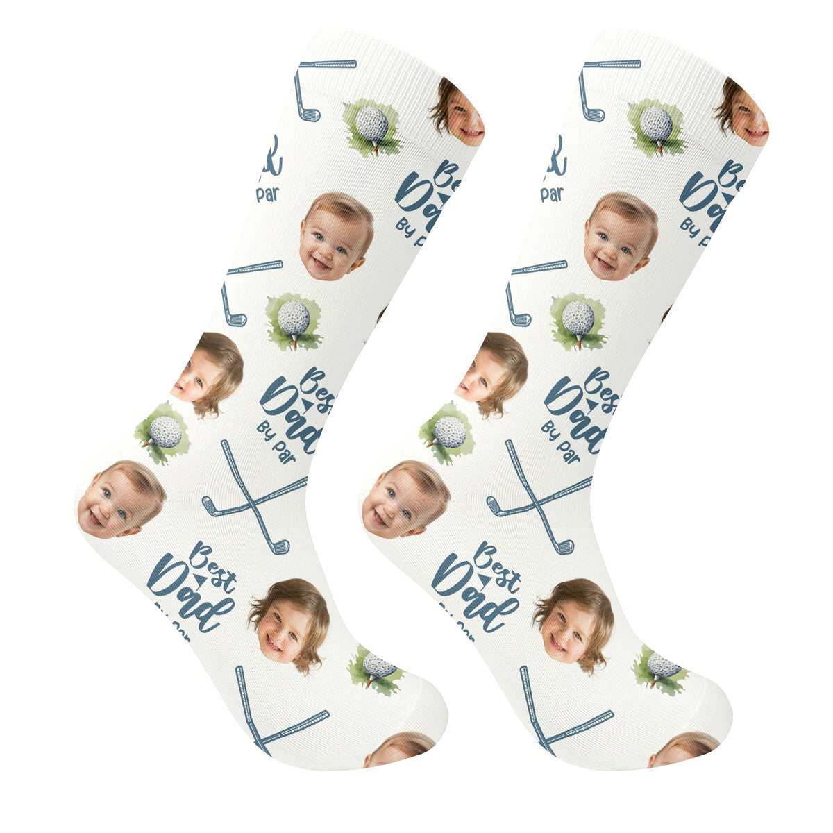 Best Dad By Par Custom Face Kids Photo, Funny Golf Socks, Fun Socks For Men, Christmas Golf Gift