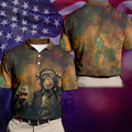 Monkey Gentleman Vintage Oak Hawaiian Golf Polo, Golf Tops For Men, Golfing Apparel