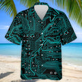 Circuit Board Pattern Hawaiian Golf Shirt, Men's Golf Shirt, Polo Shirts For Men