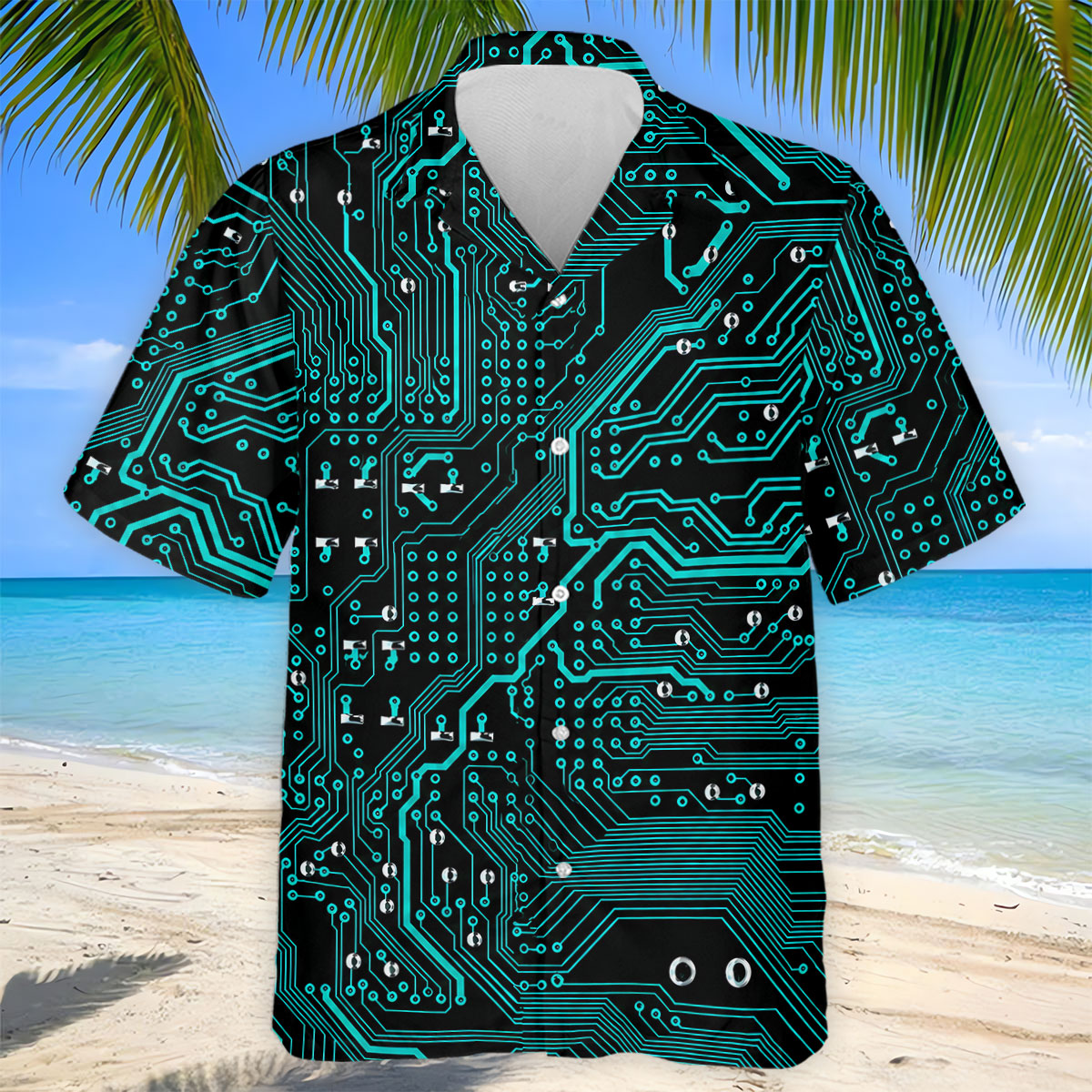 Circuit Board Pattern Hawaiian Golf Shirt, Men's Golf Shirt, Polo Shirts For Men