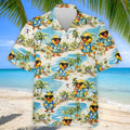 Cute Funny Duck Hawaiian Golf Shirt, Beach Theme Men's Golf Shirt, Polo Shirts For Men