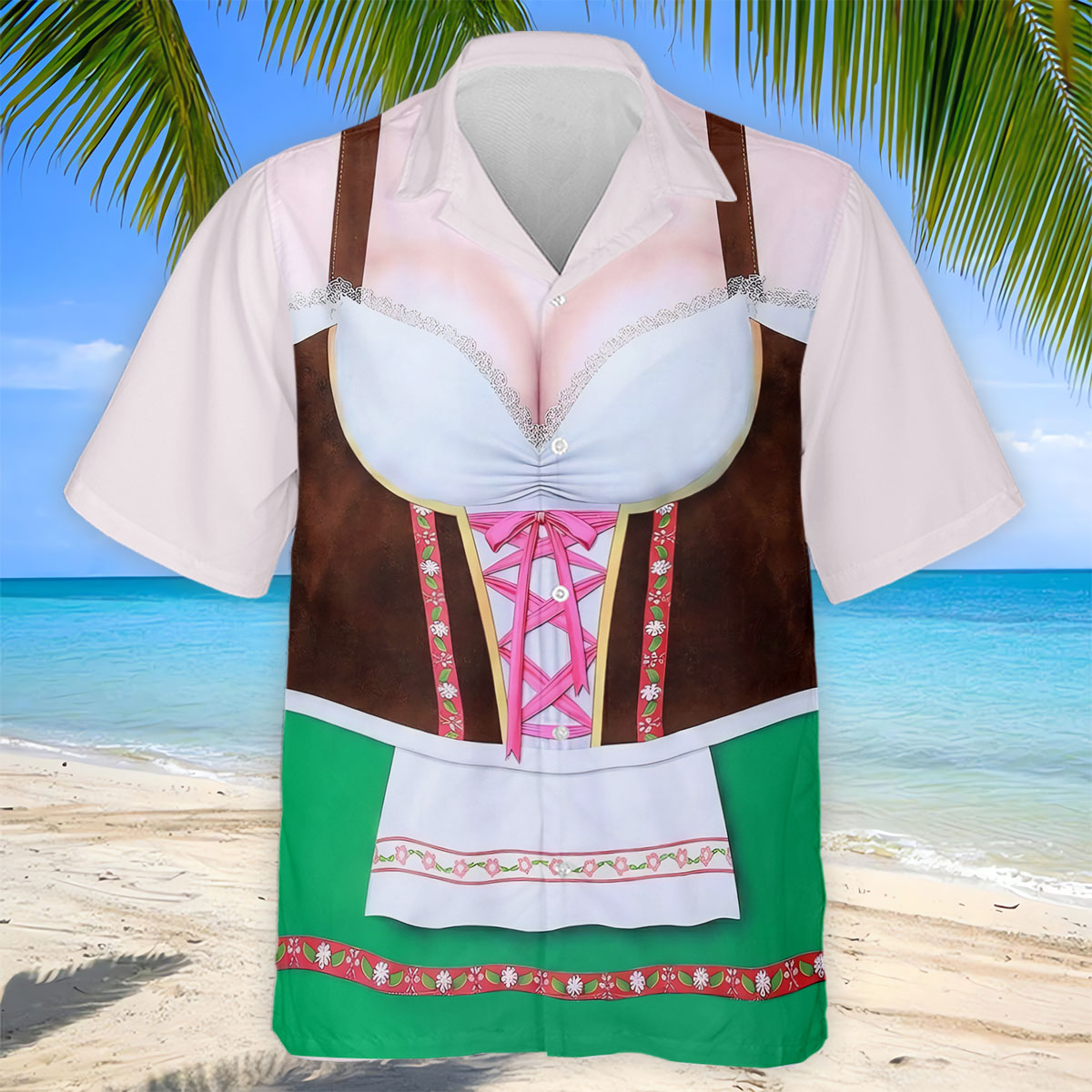 Funny Oktoberfest Dirndl Costume Polo Shirt, Mens Golf Polo, Golf Shirts For Men