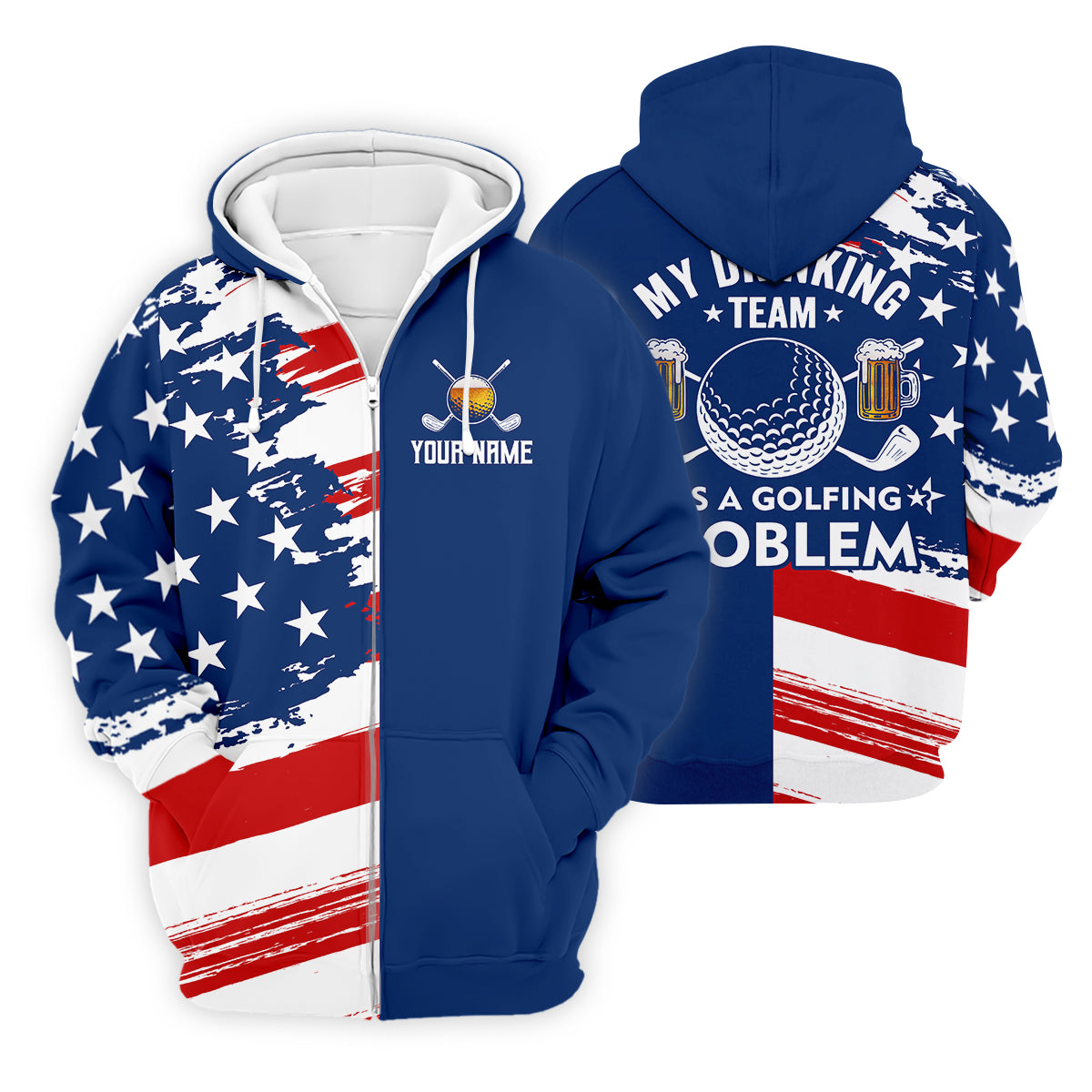 My Drinking Team Has A Golfing Problem Men's Golf Polo Shirt, Funny Beer Golf Shirt, US 250 Anniversary Shirt