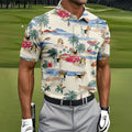 Cute Beagle Beach Vacation Tropical Golf Polo Shirt, Hawaiian Golf Shirt, Golf Shirts For Men