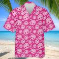 Pink Stitched Skull Halloween Golf Polo Shirt, Golf Shirts For Men, Mens Golf Apparel