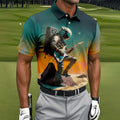Astronaut Rock Guitar Teal Sunset Hawaiian Golf Polo, Golf Tops For Men, Golfing Apparel