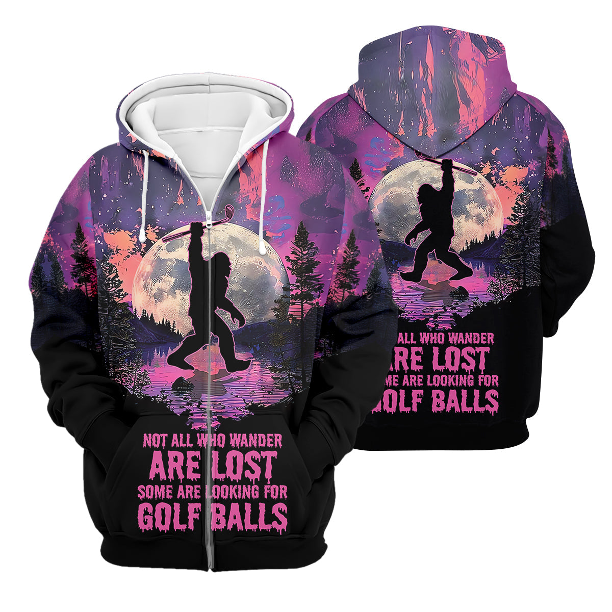 Not All Who Wander Are Lost Bigfoot Custom Men's Golf Polo Shirt, Funny Golf Shirt, Gift For Golfers
