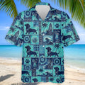 Funny Tropical Dog Surf Patchwork Golf Polo Shirt, Mens Golf Polo, Printed Golf Shirts