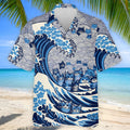 Japanese Wave Cat Hawaiian Golf Shirt, Golf Shirts For Men, Mens Golf Apparel