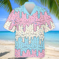 Ice Cream Drip Hawaiian Golf Shirt, Summer Sweets Men's Golf Shirt, Polo Shirts For Men